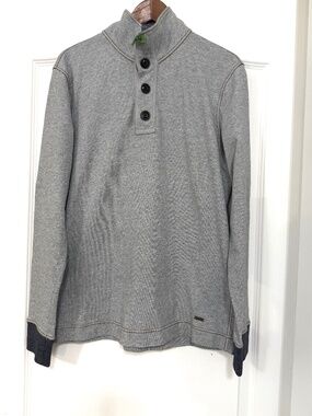 BOSS Orange Grey Button Mock Neck Sweatshirt Men's Large